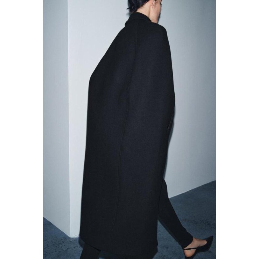 ZARA ZW COLLECTION LIMITED EDITION WOOL BLEND CAPE COAT - Picture 3 of 10